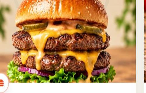 Double cheeseburger stacked high