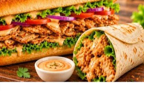 Sub sandwich and wrap with fresh vegetables